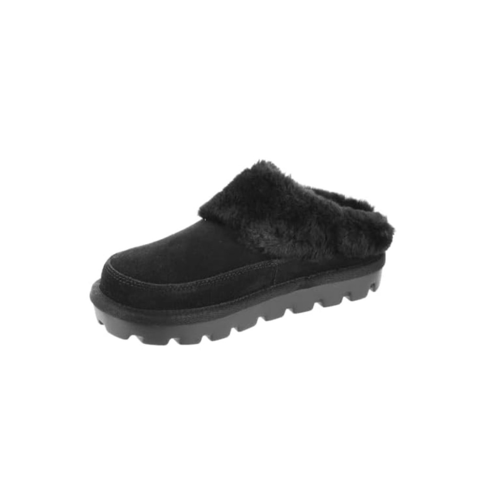 Koolaburra by UGG Tizzey Black Suede Faux Fur Platform Slippers Mules US 10